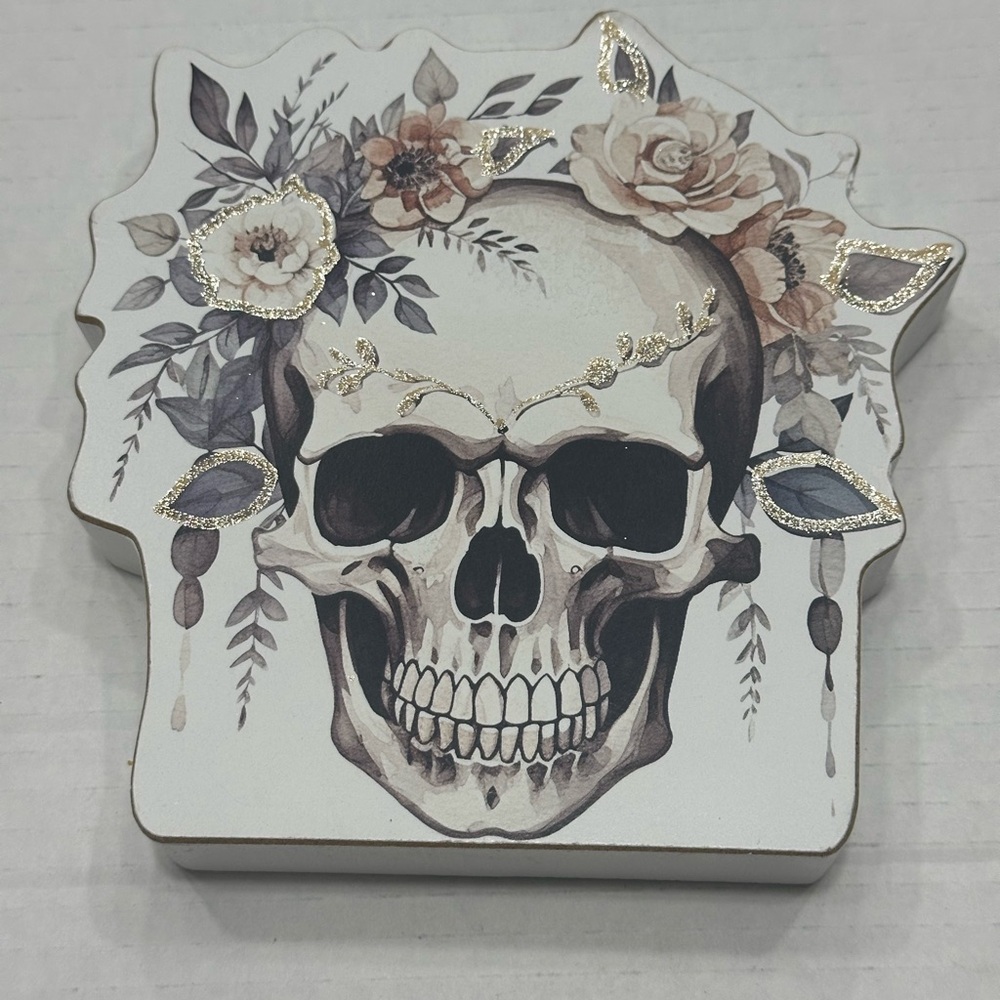 Floral Skull Decorative Plaque